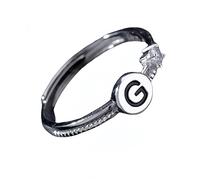 Anello Regolabile Donna Argento 925 Anello In Argento Con Iniziale Per Donna E Uomo,Regolabile,Impilabile,Con Lettere Dell'Alfabeto Dalla A Alla Z,Con Fascia Per Il Pollice,Scintillante Zircone Cubic