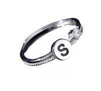Anello Regolabile Donna Argento 925 Anello In Argento Con Iniziale Per Donna E Uomo,Regolabile,Impilabile,Con Lettere Dell'Alfabeto Dalla A Alla Z,Con Fascia Per Il Pollice,Scintillante Zircone Cubic