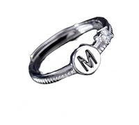 Anello Regolabile Donna Argento 925 Anello In Argento Con Iniziale Per Donna E Uomo,Regolabile,Impilabile,Con Lettere Dell'Alfabeto Dalla A Alla Z,Con Fascia Per Il Pollice,Scintillante Zircone Cubic