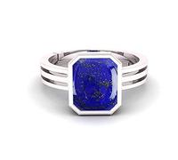 Anello regolabile in argento con lapislazzuli naturale da 9,00 carati, 10,25 ratti, pietra preziosa originale e certificata Lajvart, misura libera, per uomini e donne a scopo astrologico-B09LLSM2V1