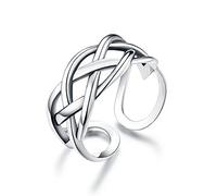 Anello Regolabile In Argento Sterling 925 Con Nodo d'Amore Intrecciato Vintage Anelli Antichi a Fascia Aperta Per Donne Ragazze Uomini