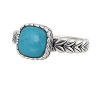 Anello Regolabile In Argento Sterling 925 Per Donna, Con Turchese Quadrato, Anello Di Fidanzamento Per Matrimonio, Fascia Aperta Vintage A Forma Di Grano Per Donna, Uomo, Gioielli Da Regalo