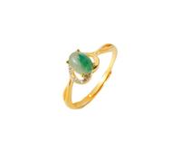 Anello Regolabile In Argento Sterling S925, Anello Di Fidanzamento Ovale In Giada, Elegante Fascia A Forma Di Cuore In Oro Con Zirconi Cubici, Regalo Romantico Per Le Donne