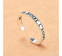 Anello regolabile per le donne, lettere classiche greche incise in argento vintage incantesimo fascino ad anello di coda a bocchetta regolabile ad anello di punta della punta della punta della punta