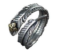 Anello regolabile per le donne, S Sterling Silversilver Retro Anganited Feather en Foglie nazione regolabile a canotta a cornamusa ad anello di dito di punta di punta di piede per le donne ragazze