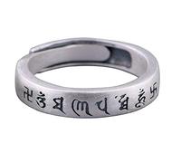 Anello regolabile per le donne, S Sterling Silversilver Retro Symbol Scrittura semplice nazione regolabile a traino a taglio aperto Anello di dito della punta della punta della punta della punta della