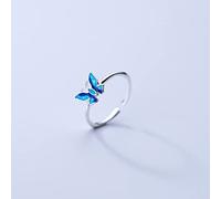 Anello Regolabile,S925 Sterling Silver Farfalla Blu Anello Anelli Regolabili Minimalista Anello Aperto Argento Thumb Ring Eternity Ring Fascino Di Nozze Gioielli Regali Per Uomini Ragazze Signore