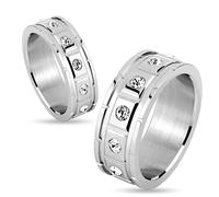 Anello Rettangolare 12 Gemme Acciaio