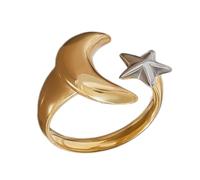 Anello romantico con luna e stella, progettato per l'uso quotidiano, appuntamenti, feste e occasioni speciali, unico per le donne