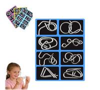 Anello rompicapo in metallo, rompicapo, rompicapo, disentanglemen, gioco di sblocco in ferro, anelli cinesi, giocattolo magico stimolante in ferro, per adulti (blu scuro)