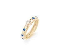 Anello rosario argento 925 dorato liscio grani e croce con pietre blu e bianche Anello preghiera unisex Gioiello Uomo Donna