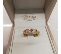 Anello rosario in oro giallo 750 18 kt con zirconi incastonati