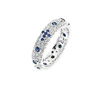 Anello rosario pavè argento 925 con zirconi bianchi e grani pietre blu Anello unisex Gioiello Uomo Donna (25)