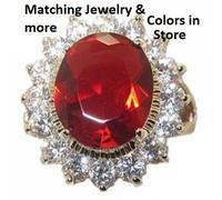 Anello Rosso Zirconia Cubica Argento Oro Bianco Fidanzamento Princess Kate Oval