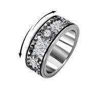 Anello Rotante Antistress, Anello Anti ansia argento 925, Anello Girevole Fidget Toys per Uomo Donna, Anello Punk Hip-pop Coppia Anelli Anello di Barretta Anello di Promessa con Portagioie (57(18.1))