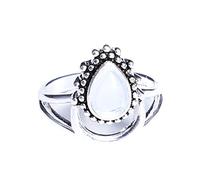 Anello rotante in argento Sterling. Anello girevole alla moda con pietra di luna e iolite e pollice lunare/dito, misura 6