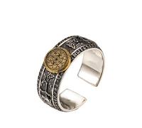Anello Runico Vichingo In Argento 925, Rame - Gioielli Norreni Regolabili per Uomo, Anello Mignolo da Guerriero Medievale, Regalo Runico Unisex(Lost,S)