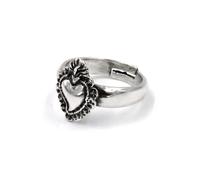 Anello Sacro Cuore Ex Voto in Argento Brunito