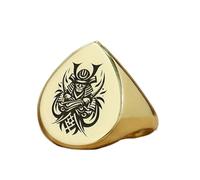 Anello samurai a forma di pera | Argento sterling 925 placcato oro | Gioielli da regalo, anelli con sigillo in stile vintage, gioielli fatti a mano ipoallergenici| LK_PDR_01742_8.5