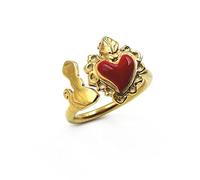 Anello San Gennaro con Sacro Cuore in Argento 925 Placcato Oro con dettagli smaltati Argento
