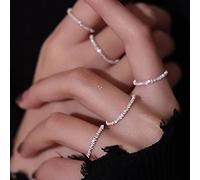 Anello Scintillante in Argento Sterling 925 Stile Semplice Versatile Decorativo Compatto Anello Dito Indice Gioielli Moda Donna