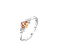 Anello semplice, anello da donna con gemma creata, in argento bianco 18 carati, misura 14 (17,2)