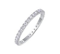Anello semplice, anello da donna, fidanzamento, sottile per eternità con moissanite, argento bianco 14 carati, misura 16 (17,8)