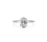 Anello semplice, anello dell'amicizia delicato con moissanite ovale da 1 ct, in argento bianco 18 carati, misura 61 (19,4)