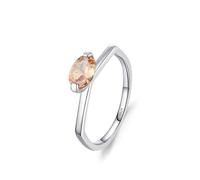 Anello semplice in argento, fede nuziale da donna, anello poligonale geometrico con solitario ovale, argento 925, 51.5, Argento 925/1000, zirconia cubica