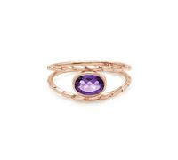 Anello sfaccettato con gambo diviso placcato oro rosa in argento sterling 925...