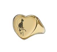 Anello sfinge a forma di cuore | Argento sterling 925 placcato oro | Gioielli da regalo, anelli con sigillo in stile vintage, gioielli fatti a mano ipoallergenici| LK_PDR_01251_6.5
