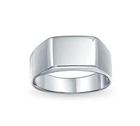 Anello Sigillo Monogramma Iniziale Rettangolo Largo Semplice Personalizzato Geometrico per Uomo in Argento Sterling .925 Finitura Lucida