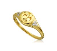 Anello Signet Fleur De Lis In Topazio Bianco ECFEW™