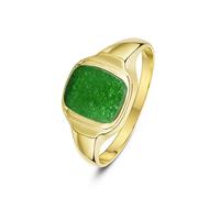 Anello Signet In Giada A Forma Di Cuscino In Oro Giallo 9 Carati Da Uomo