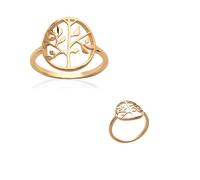 Anello Simbolo Albero Della Vita Placcato Oro 18 Carati Gioielli T50 A 68