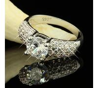 Anello Solitair Con Akzent 925 Argento Sterling Placcato Zirconi Bianchi R2225