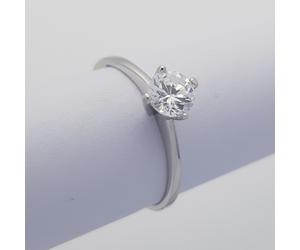 ANELLO SOLITARIO 0,40 CT in ARGENTO RODIATO con DIAMANTE ZIRCONE