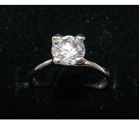 anello solitario argento 925 donna zircone bianco brillante grande con astuccio
