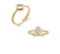 Anello Solitario CZ Acquamarina Placcato Oro 18 Carati 750/1000 Taglie A Scelta