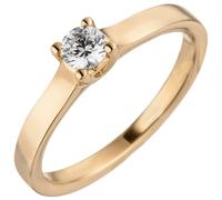 Anello Solitario Donna Con Diamante Brillante, Semplice, 585 Oro Rosso