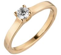 Anello Solitario Donna Con Diamante Brillante, Semplice, 585 Oro Rosso Rosa