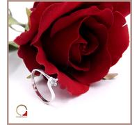 Anello solitario in argento 925 da donna con topazio azzurro rodio bianco