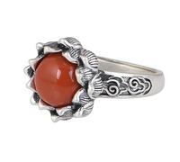 Anello Solitario In Argento Sterling 925 Per Donna, Delicato Anello In Agata Rossa Lotus, Aperto E Regolabile, Con Fascia Per Il Pollice, Gioiello Da Matrimonio E Fidanzamento, Regalo Per Donne E Ra