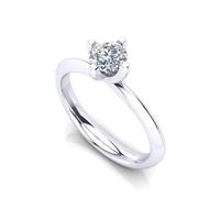 Anello Solitario modello "Rose" in oro bianco 18kt (750) e Diamante Bianco Naturale, colore G purezza SI1, Certificato da ente internazionale. Expertise e scatola regalo inclusa. (13, 0.50, Carati)