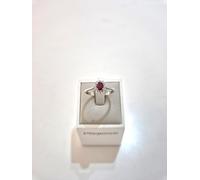 ANELLO SOLITARIO Oro Bianco 18 Karati 750% PG Gioielli RUBINO Ovale E DIAMANTI