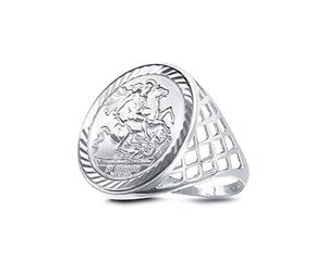 Anello Sovereign Completo Ingegneria D'Argento Sterling George E Il Drago