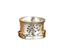 Anello spinner con fiore di tarassaco per donne e uomini, anti ansia, fidget ruotare liberamente ispirazioni stress moda vintage anello rotante gioielli personalizzati BFF compleanno taglia 8