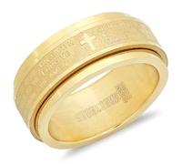 Anello Spinner Placcato Oro 18 KT Da Uomo Con Accento Di Preghiera