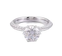 Anello statement, anello celebrità migliore amica, classico 6 artigli con taglio rotondo moissanite 2 ct, 50 (15,9), Moissanite