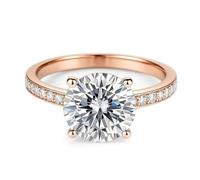 Anello Statement, anello da donna, larghezza 4 punti, con moissanite 14 K, oro rosa, misura 54 (17,2)